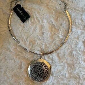 Scroll & Vine Silver Statement Necklace - NIB